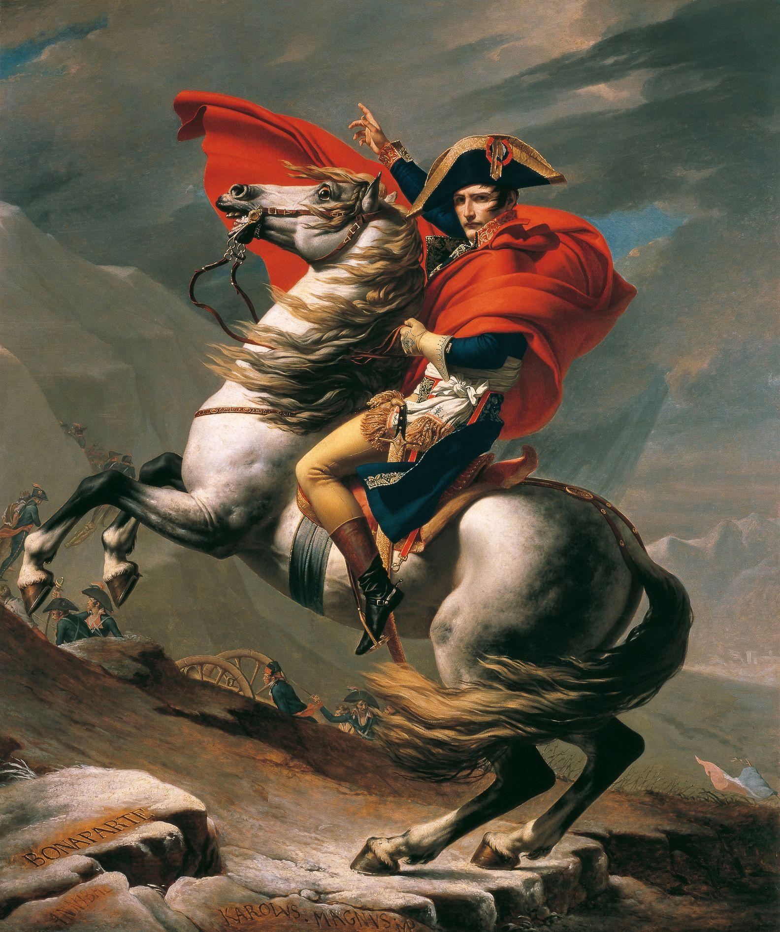Pintura de Napoleón a caballo. 