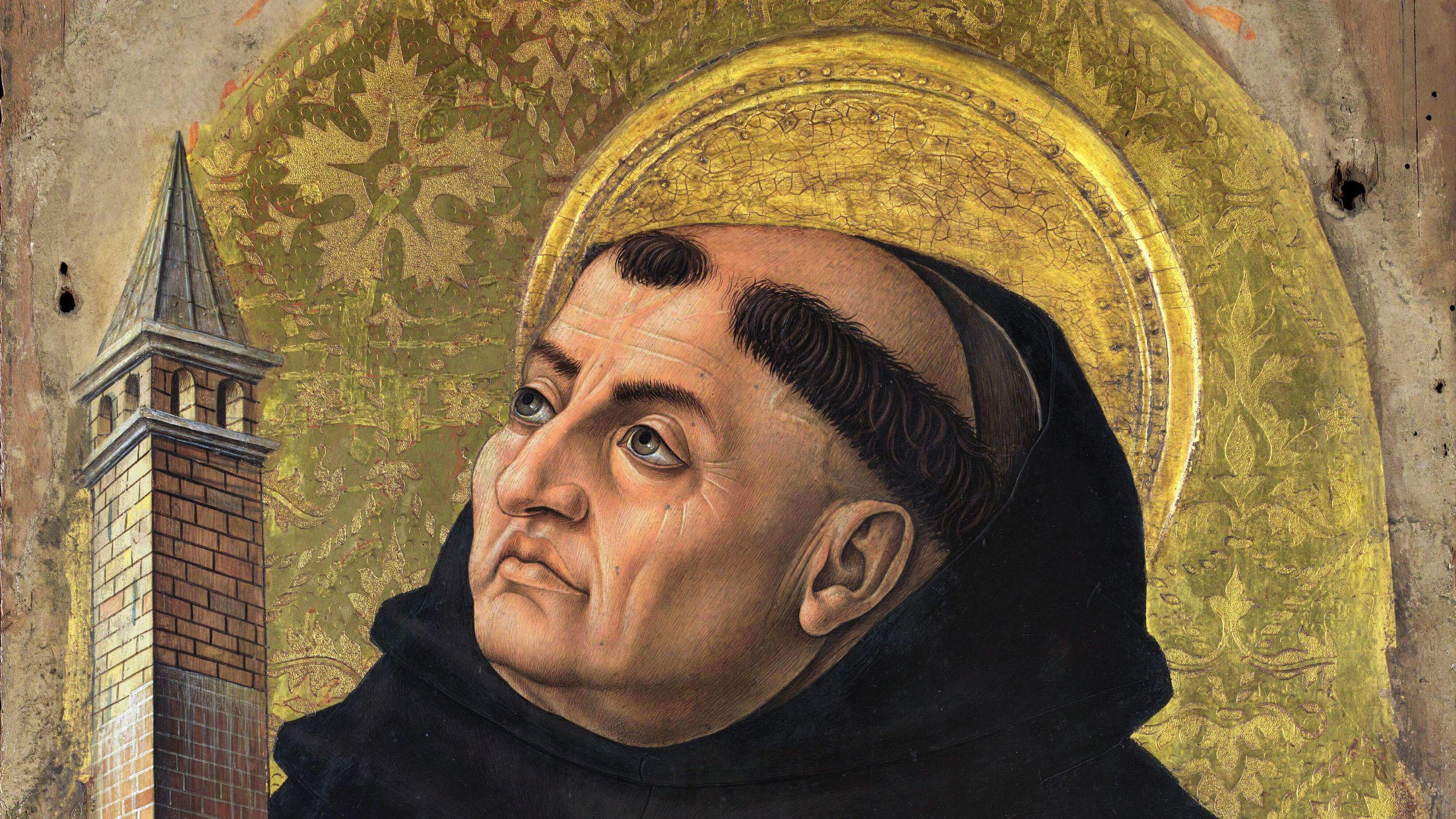 Tomás de Aquino em pintura de Carlo Crivelli, no século 15