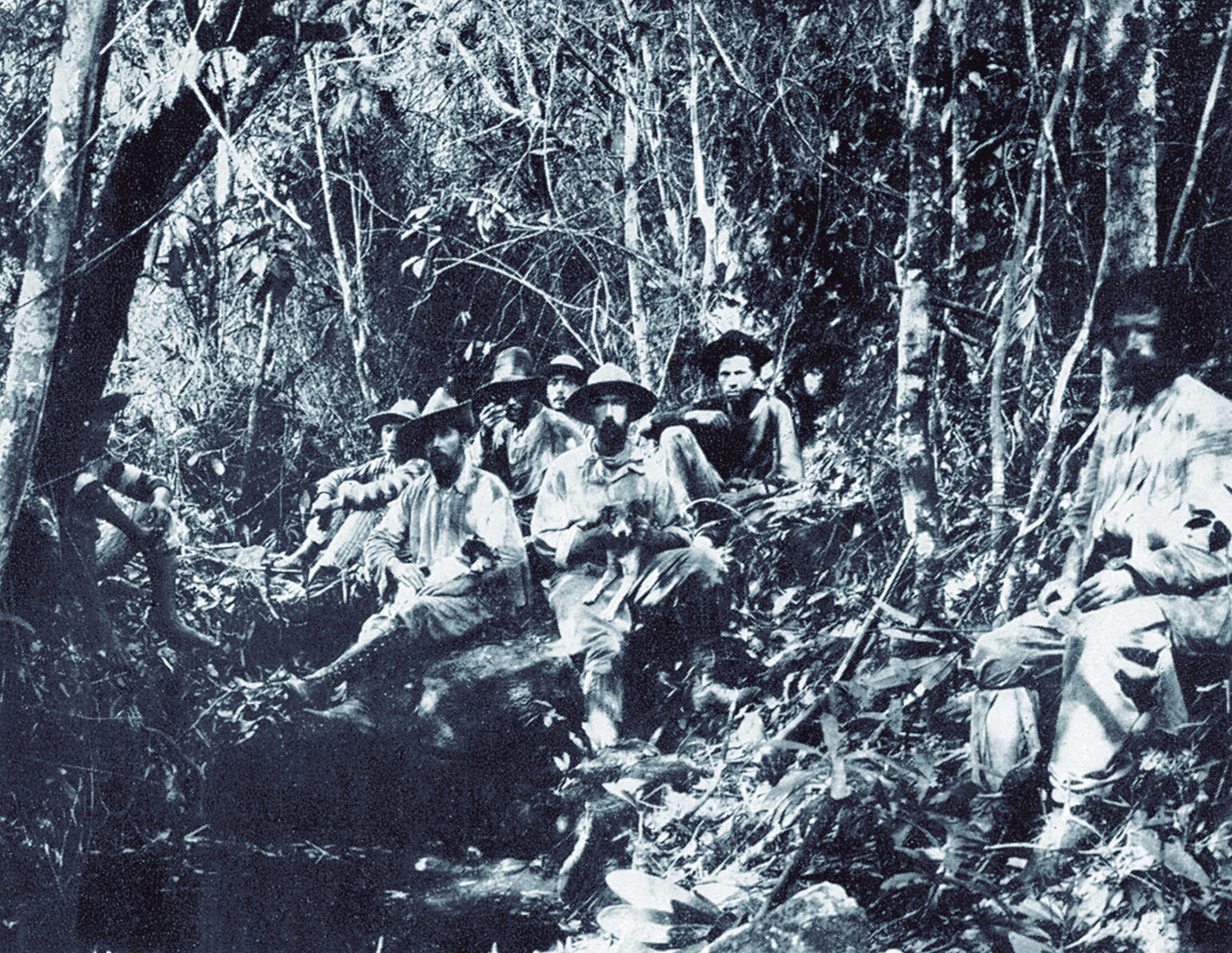 Fawcett, de chapéu e no meio do grupo, na nascente do Rio Verde