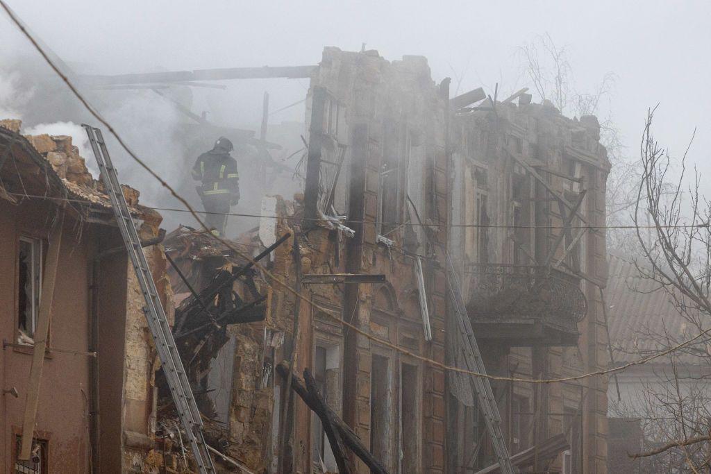Edificio atacado en Odesa
