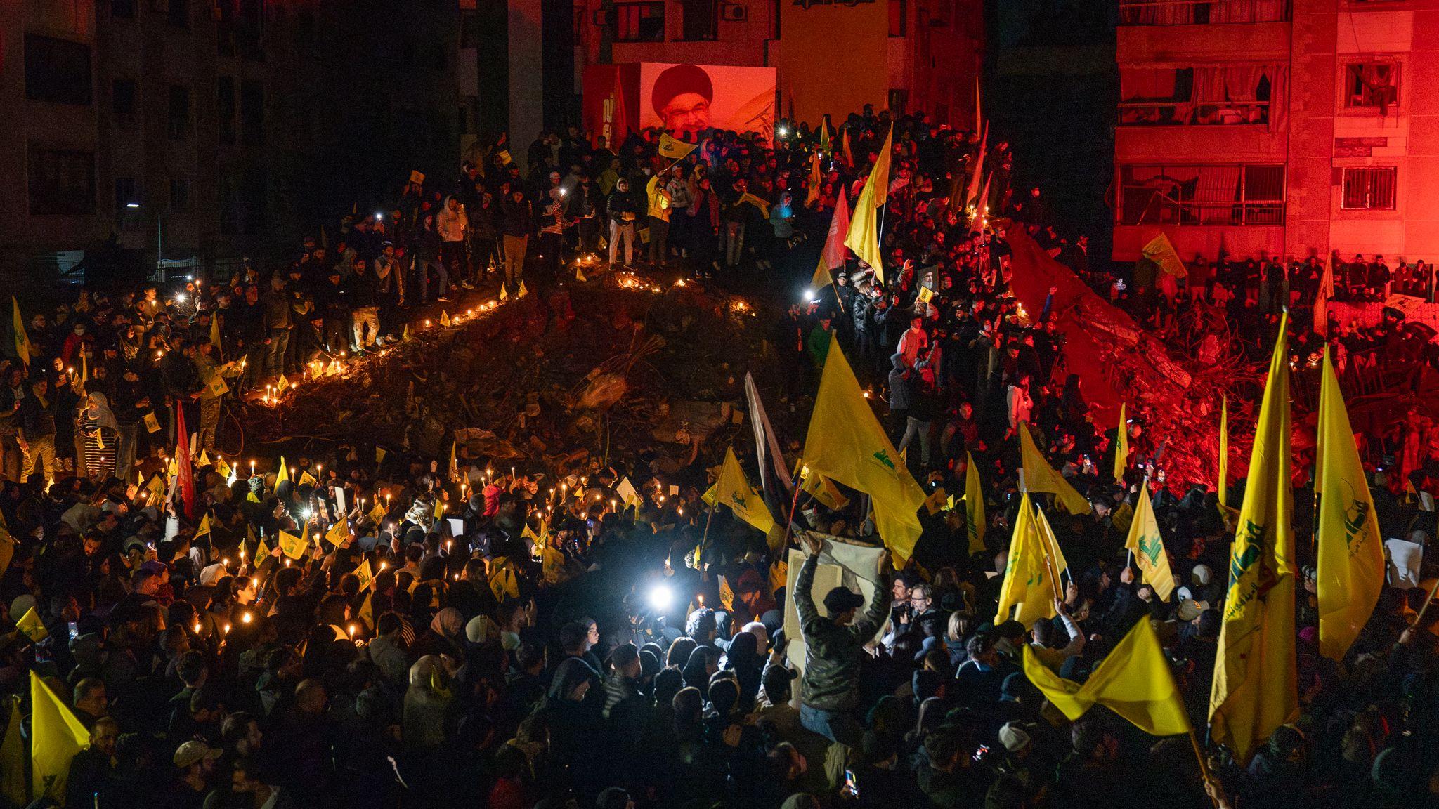 Thousands visit site of Hassan Nasrallahs assassination 