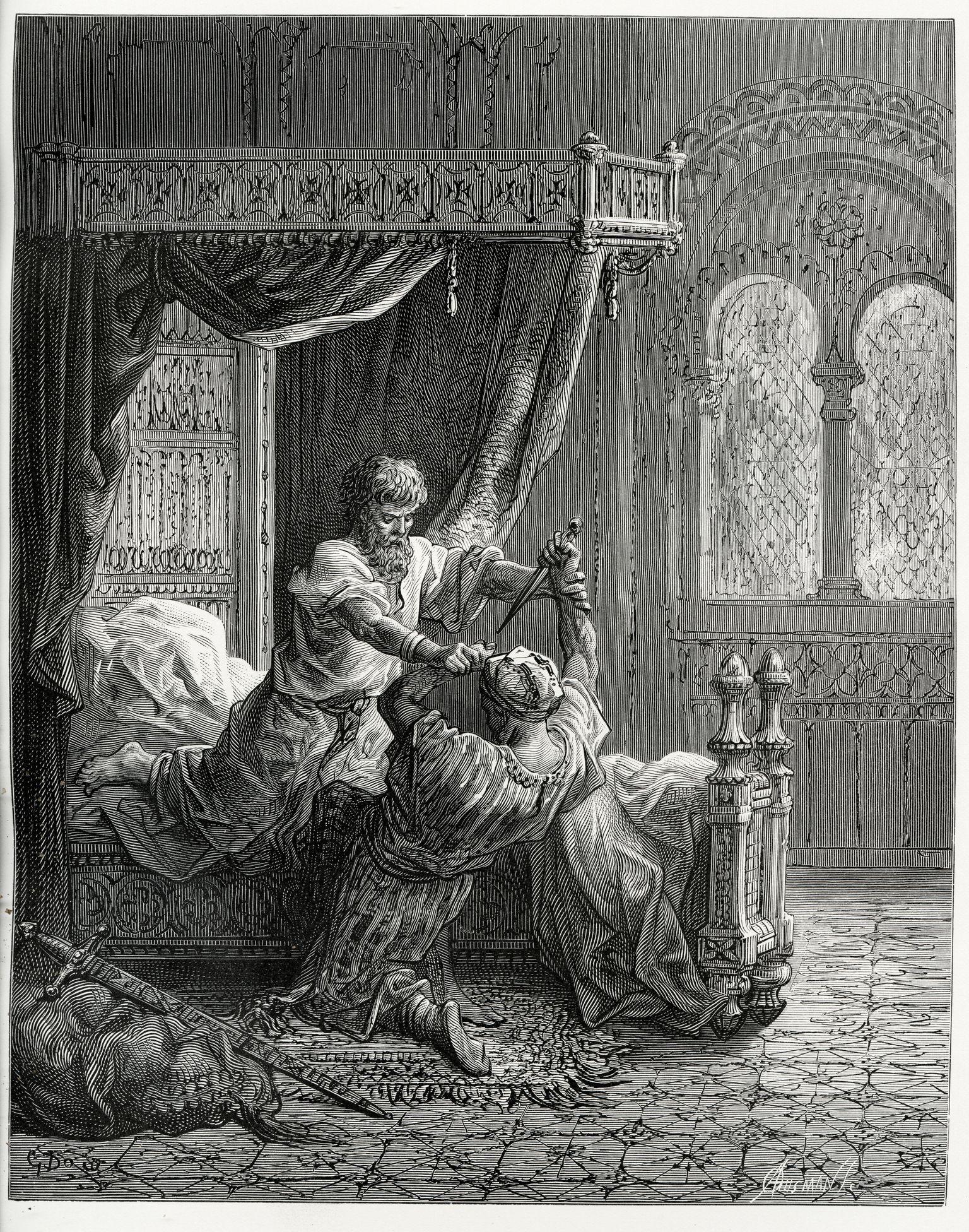 Gravura do ataque contra o rei Eduardo 1º da Inglaterra do século 19