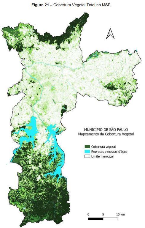 Mapa da cobertura vegetal de São Paulo