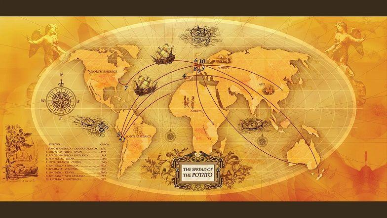 أطلق المركز الدولي للبطاطس خريطة لإظهار الحركة العالمية للبطاطس من موطنها الأصلي في جبال الأنديز