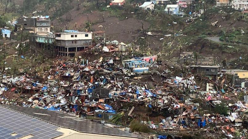 Un barrio completamente devastado de Mayotte.