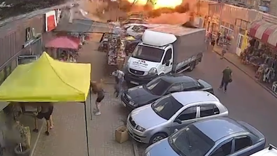 Explosión en un mercado de Kostyantynivka, en la región de Donetsk