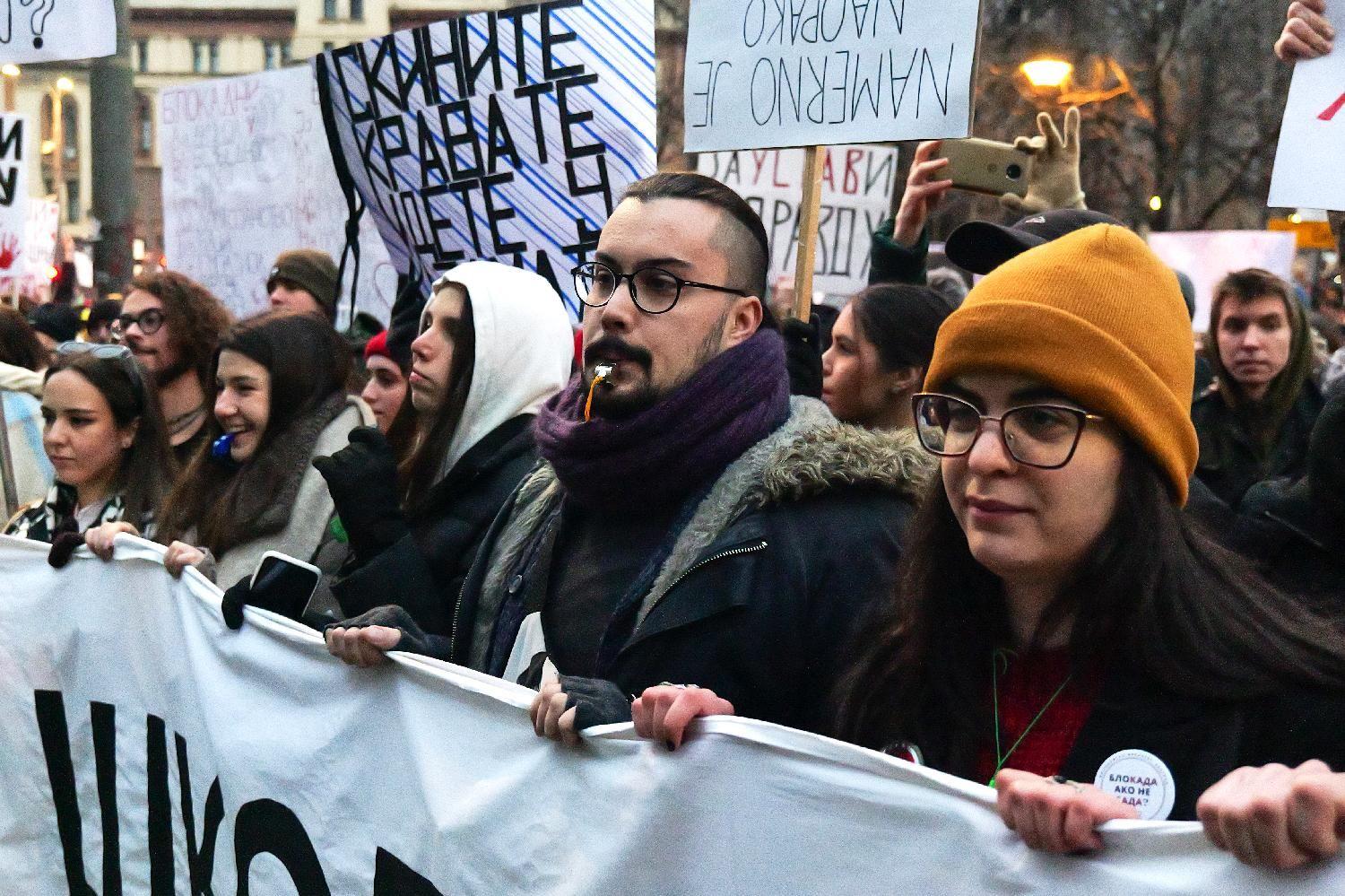 Studentski protest podrške prosvetnim radnicima u Beogradu 