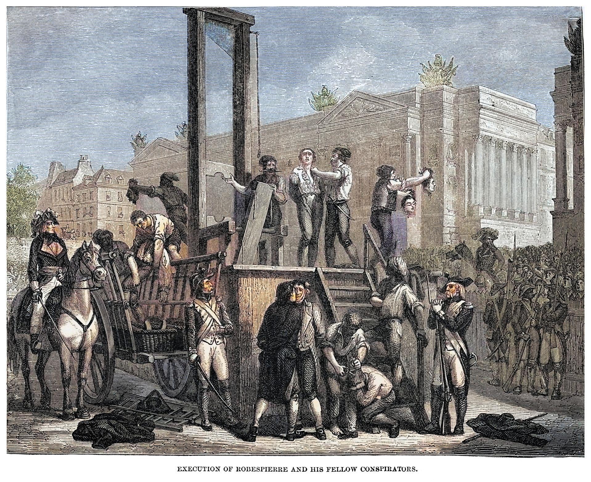 Ilustración de Robespierre a punto de ser ejecutado. 