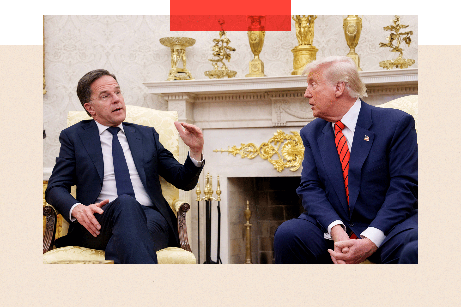 NATO Secretary General Mark Rutte speaks during a meeting with U.S. President Donald Trump in the Oval Office 