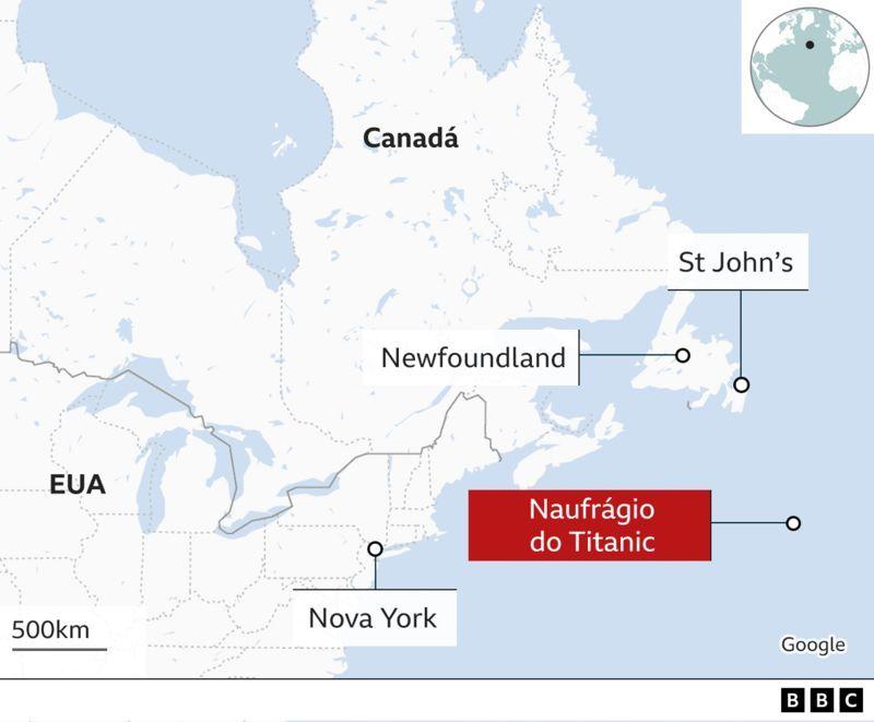 Mapa do naufrágio do Titanic