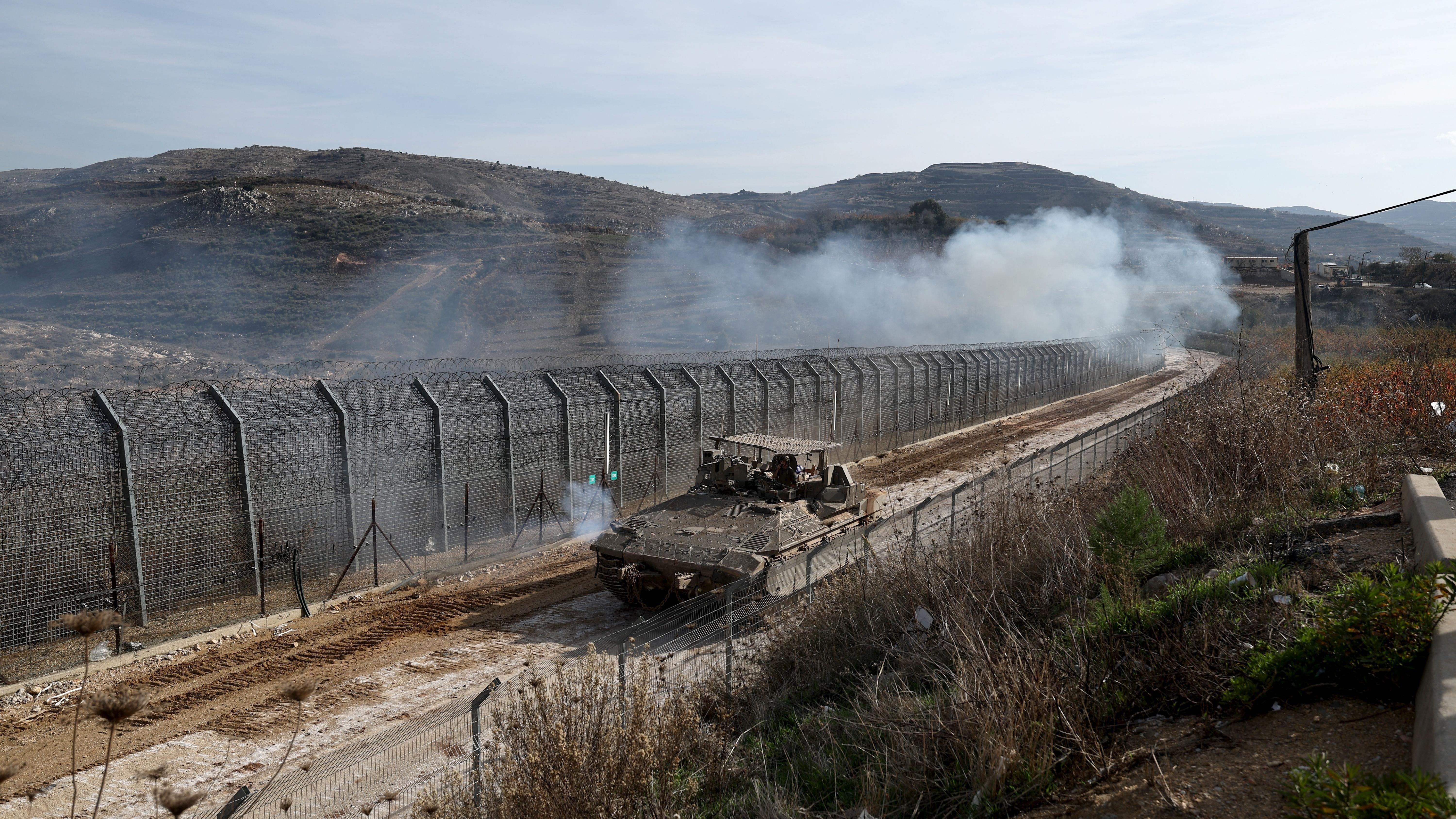 صورة لآلية عسكرية إسرائيلية في هضبة الجولان.