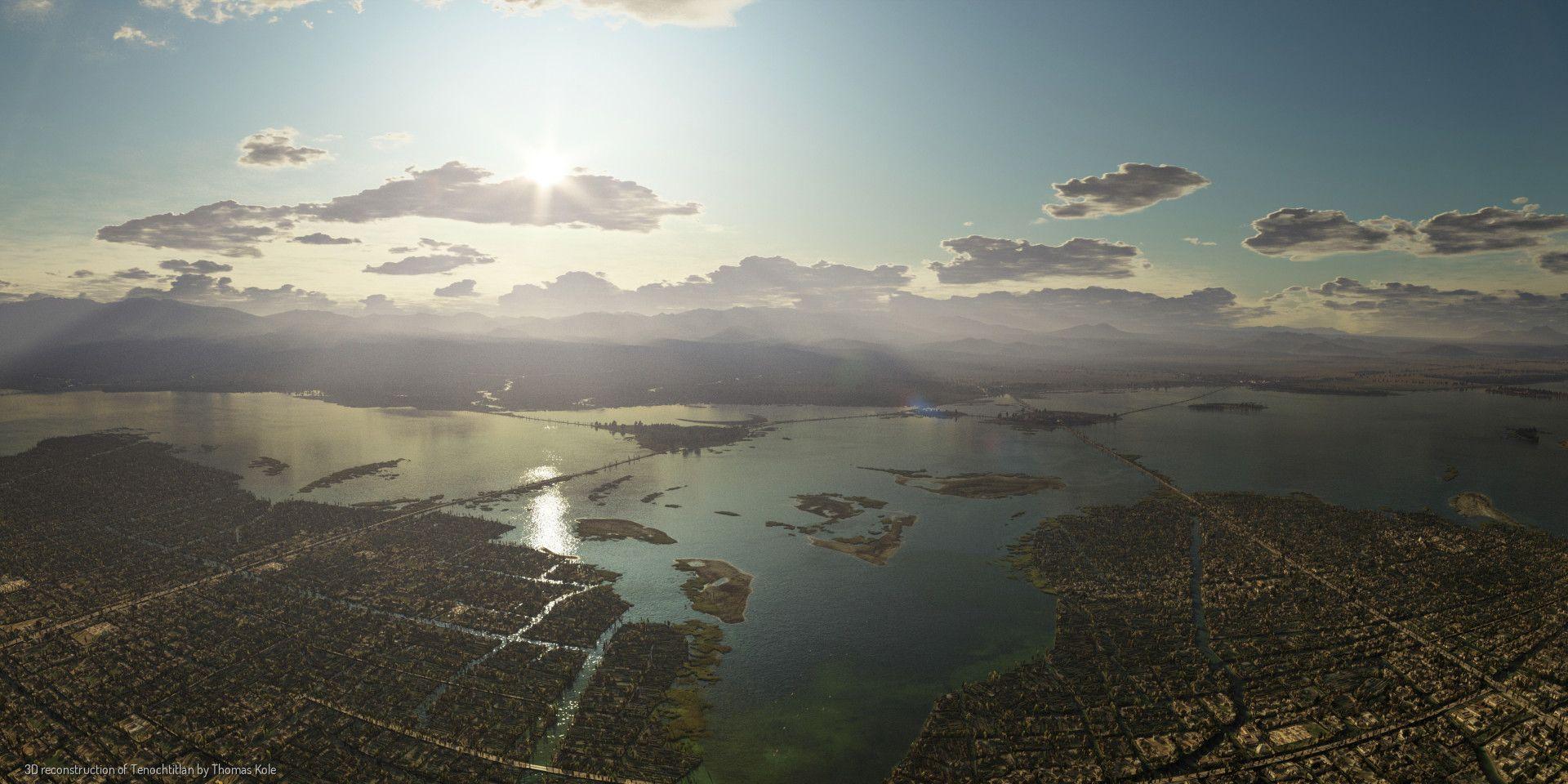 Una visualización panorámica de Tenochtitlan