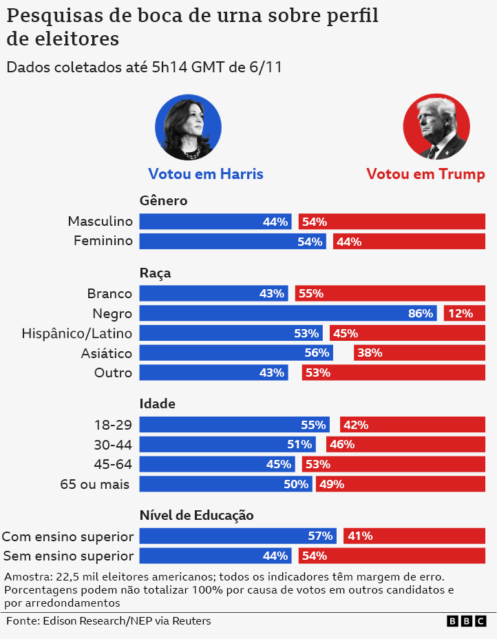 Gráfico com resultados de bica de urna por perfil dos eleitores