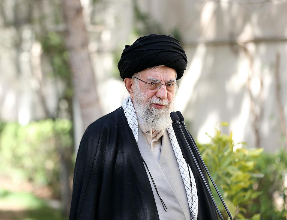 Iranian Supreme Leader Ali Khamenei speaks during Tree Planting Day in Tehran on 6 March, 2023