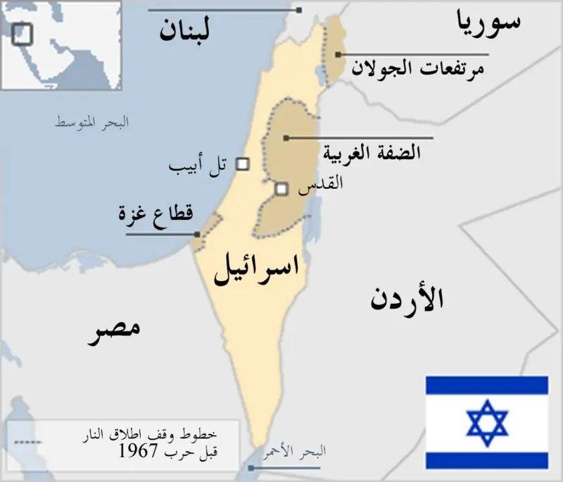 خارطة تبين الأردن و الضفة الغربية و إسرائيل