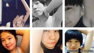 Imágenes de mujeres chinas mostrando sus axilas velludas