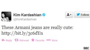 Tuit de Kardashian sobre Armani