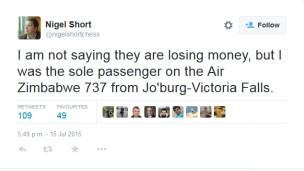 publicación de nigel short en Twitter