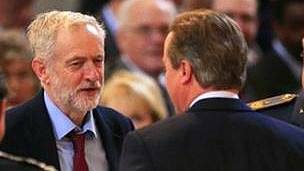 Jeremy Corbyn y el primer ministro británico David Cameron