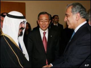 ملک عبدالله، بان کی مون و زلمی خلیلزاد