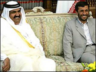محمود احمدی نژاد و شیخ حمد بن خلیفه آل ثانی