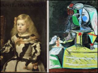 'A Infanta Margarita', de Vélazquez, e 'A Infanta Maria Margarita', de Picasso (Museu Picasso, Barcelona)