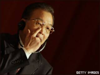 O premiê Wen Jiabao durante discurso na Univesidade de Cambridge (Getty Images)