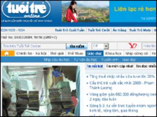 Trang web báo Tuổi Trẻ