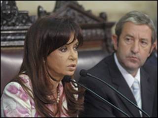 Cristina Fernández y el vicepresidente Julio Cobos el pasado 1 de marzo