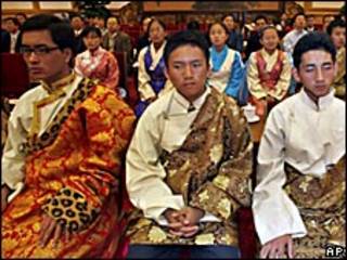 Estudiantes tibetanos en la celebración