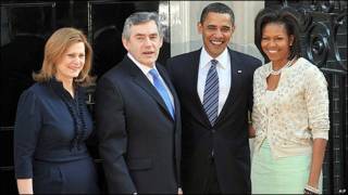 ara y Gordon Brown junto a Barack y Michelle Obama