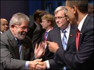 Lula e Obama em reunião do G20