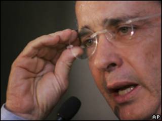 O presidente da Colômbia, Álvaro Uribe. Foto AP