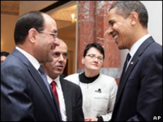 O presidente dos Estados Unidos, Barack Obama, durante encontro premiê iraquiano, Nouri al-Maliki, neste terça-feira (AP)