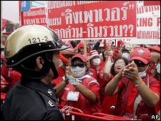 Manifestantes de la oposición en Tailandia