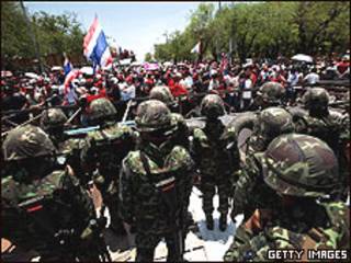 Manifestantes en Bangkok