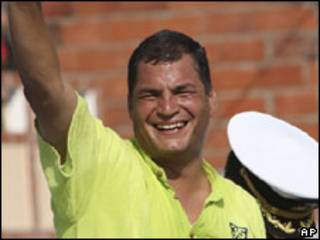 Rafael Correa durante campanha