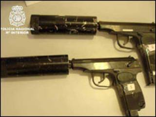 Armas apreendidas. Foto: polícia de Almeria