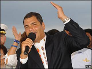 Rafael Correa depois dos primeiros resultados de boca-de-urna