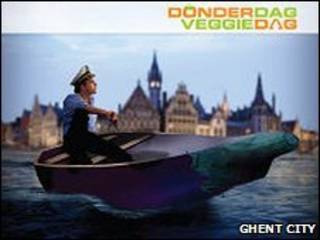 Poster do "dia vegetariano" de Ghent