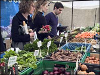 Feira de alimentos orgânicos em Londres