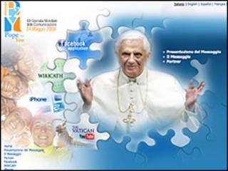 Imagem do papa Bento 16 na página Pope2You (divulgação)