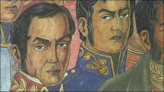 Pintura de próceres de las luchas por la independencia en América Latina