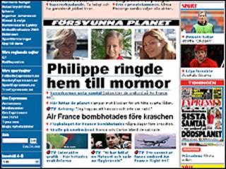 Página web del periódico sueco Expressen con las fotos de Christine y Philipe