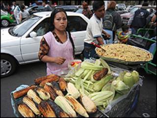 Vendedora de comida en México.