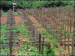 Cementerio de víctimas del genocidio de Ruanda.