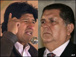 Evo Morales, presidente de Bolivia, y Alan García, presidente de Perú