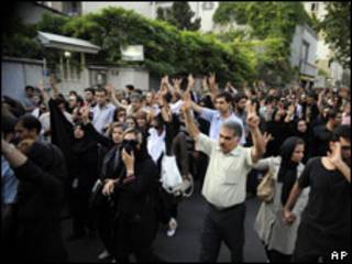 Manifestación a favor de Mousavi en Teherán.