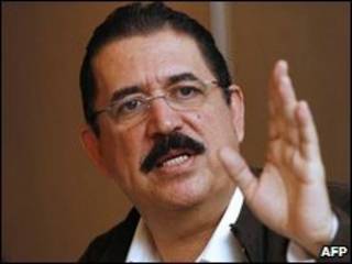 O presidente deposto de Honduras, Manuel Zelaya