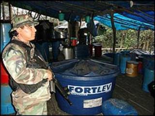 El laboratorio de cocaína hallado en Santa Cruz (crédito: MInisterio de Gobierno).